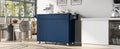 K&K 53.2'' Kitchen Island With Drop Leaf, Kitchen Storage Cart With Spice Rack, Towel Rack And 2 Drawers, Rolling Kitchen Island On Wheels With Adjustable Shelves For Kitchen, Dining Room, Navy Blue Navy Blue Brown Kitchen
