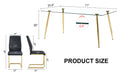 Table And Chair Set.Modern Rectangular Glass Dining Table With A Tempered Glass Tabletop And Metal Legs, Paired With Multiple Chairs Designed With Pu Cushions And Golden Metal Legs. Black Gold Seats 6 Tempered Glass