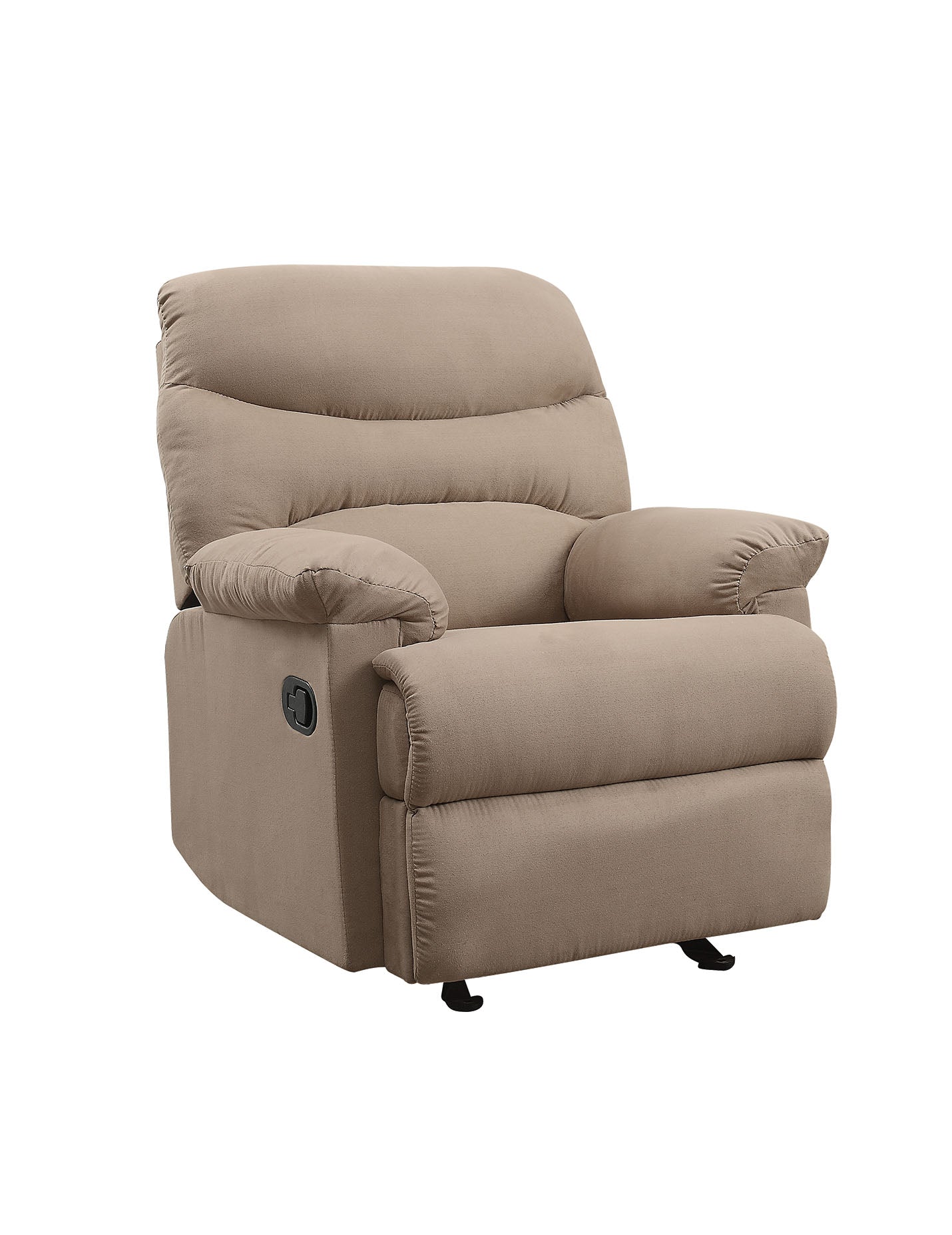 Light Brown Recliner With Pillow Top Armrest Light Brown Microfiber Manual Handle Metal Primary Living Space Tight Back Handle Pillow Top Arms Fabric Metal