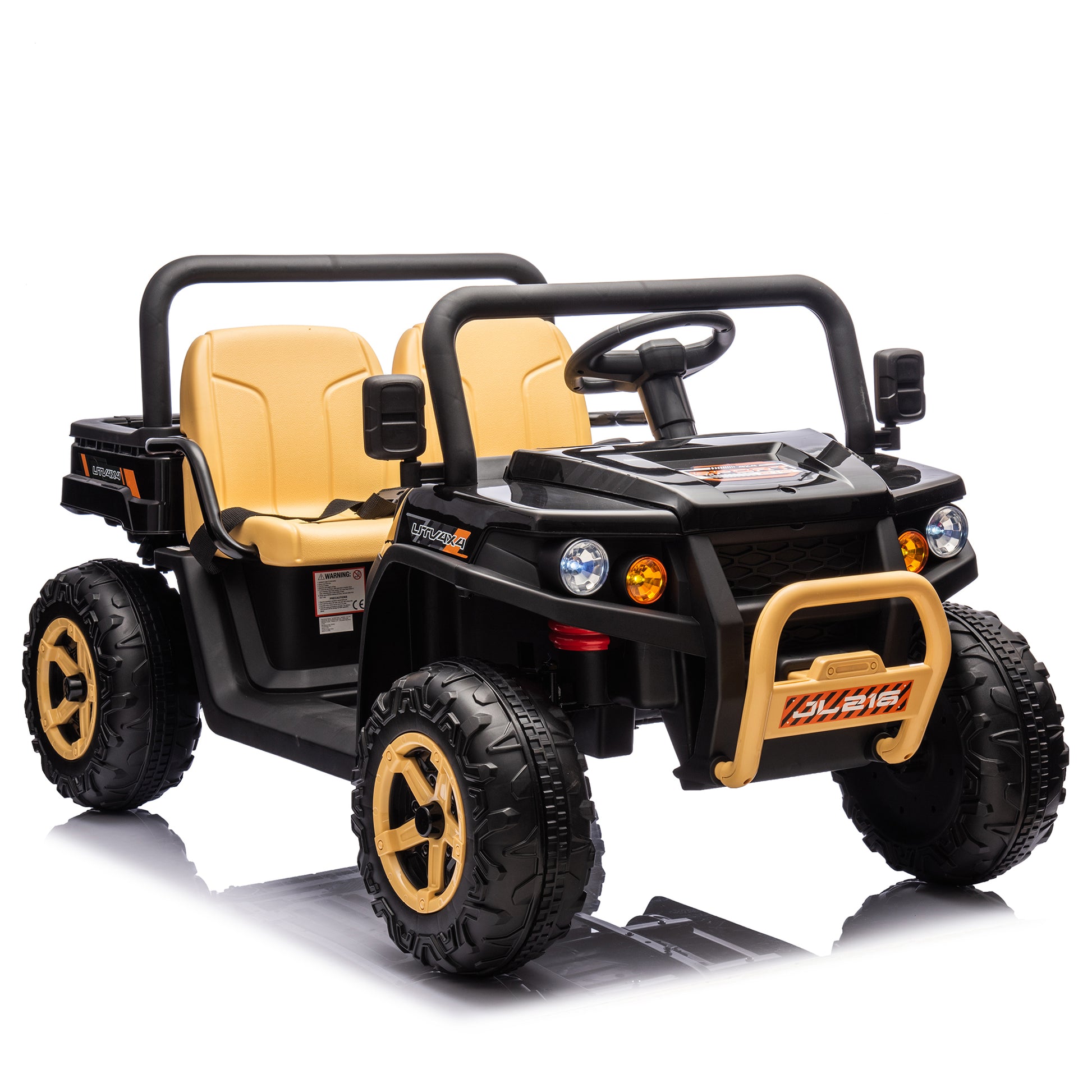 24V Xxxl Kids Ride On Utv W Parents Remote Control,Two Seater,Automatic Tipping Bucket,Rear Wheel Suspension,Slow Start,Portable Handle,Safety Belt,Led Light,Usb,Mp3,Bluetooth,Horn For Kids Aged 3 8. Black 50 99 Lbs Polypropylene