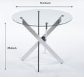 Dining Table With Cross Metal Leg And Tempered Glass,Modern Space Saving Kitchen Table For Living Room,Chrome Legs Chrome Glass Metal