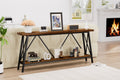70.9 Inch Extra Long Sofa Table, Console Behind Sofa, Entryway Table With 2 Tier Storage Shelves For Hallways,Living Rooms,Foyers,Entryways,Banquet Rooms,Rustic Brown And Black, 70.9 L X 11.8