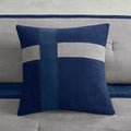 7 Piece Faux Suede Comforter Set Blue Cal King California King Blue Polyester