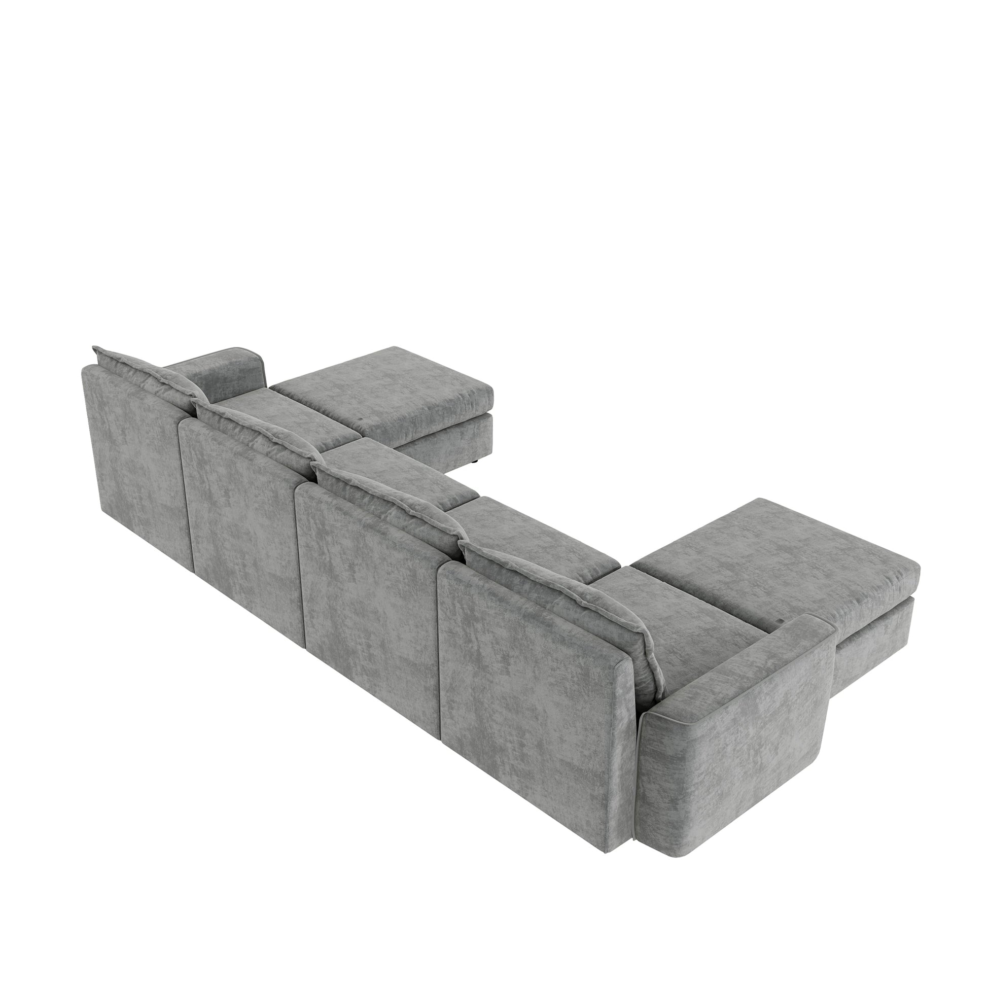 115*58" Chenille Modular Sectional Sofa,U Shaped Reversible Couch,Free Combination,6 Seat Sleeper Sofa Bed With Ottoman,Convertible Oversized Indoor Furniture For Living Room,Gray Gray Chenille 6 Seat