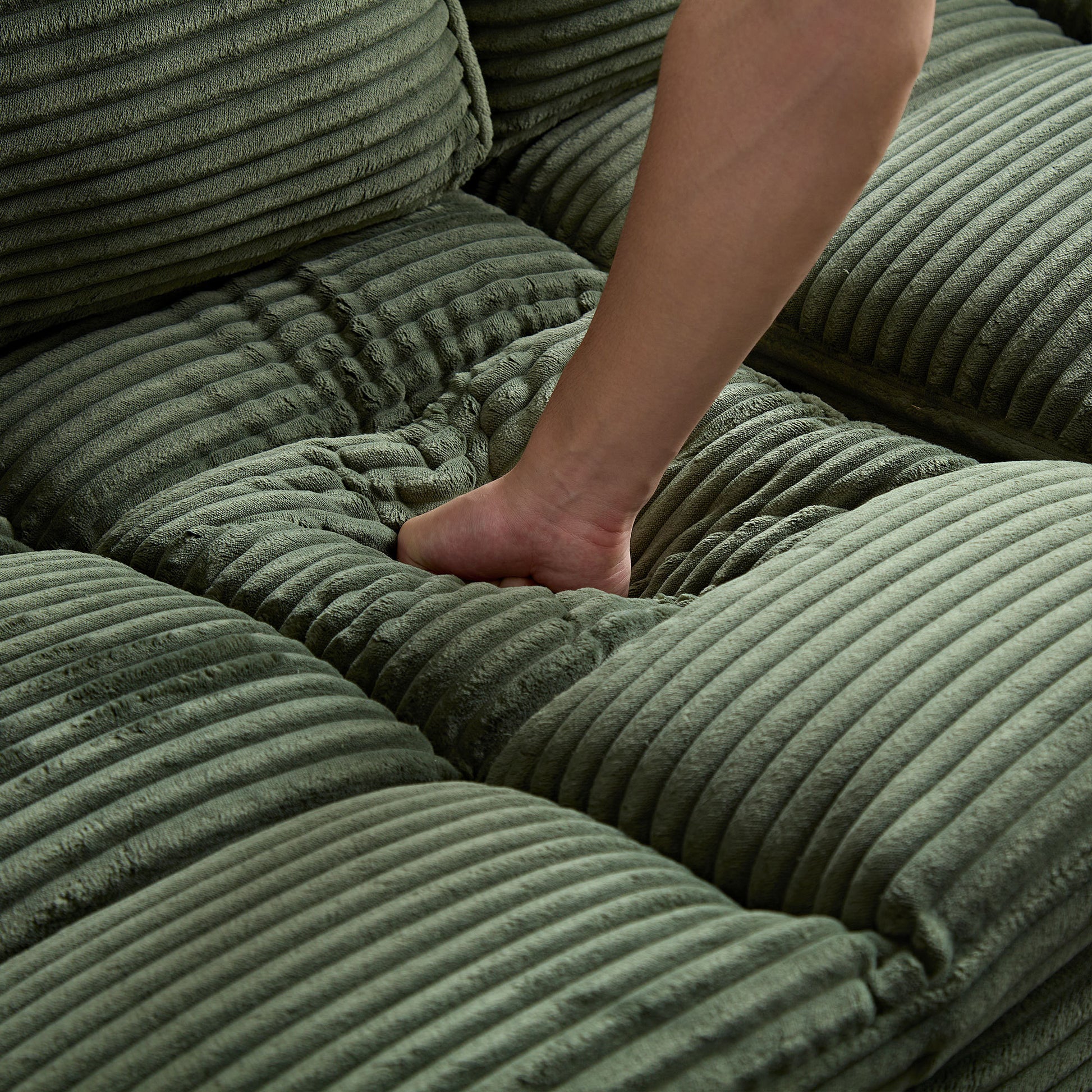 6 Seats,Oversized Sectional Sofa,L Shaped Corner Couch With Detachable Seat & Back Cushion, Corduroy Upholstery Convertible Sleeper Sofa&Couch For Living Room Green Fabric 6 Seat