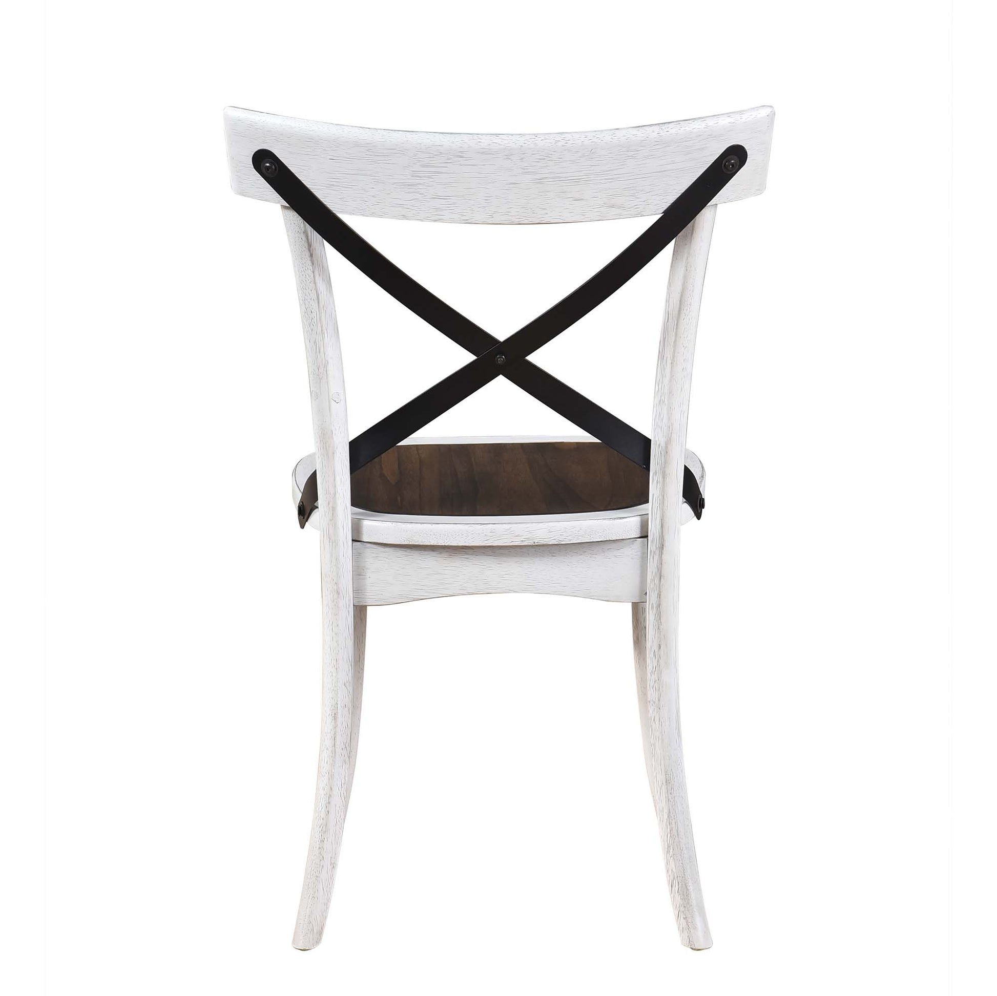 2 Pieces Set Dining Side Chair Rustic Modern Farmhouse Design Retro Design With Metal X Design Antique Dark Oak,Antique White Set Of 2 Solid Wood