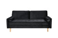 Sofa Simple Small House Double Three Person Straight Row American Retro Green Velvet Furniture Fabric Sofa Small Living Room Bedroom Office Black Solid Wood 3 Seat