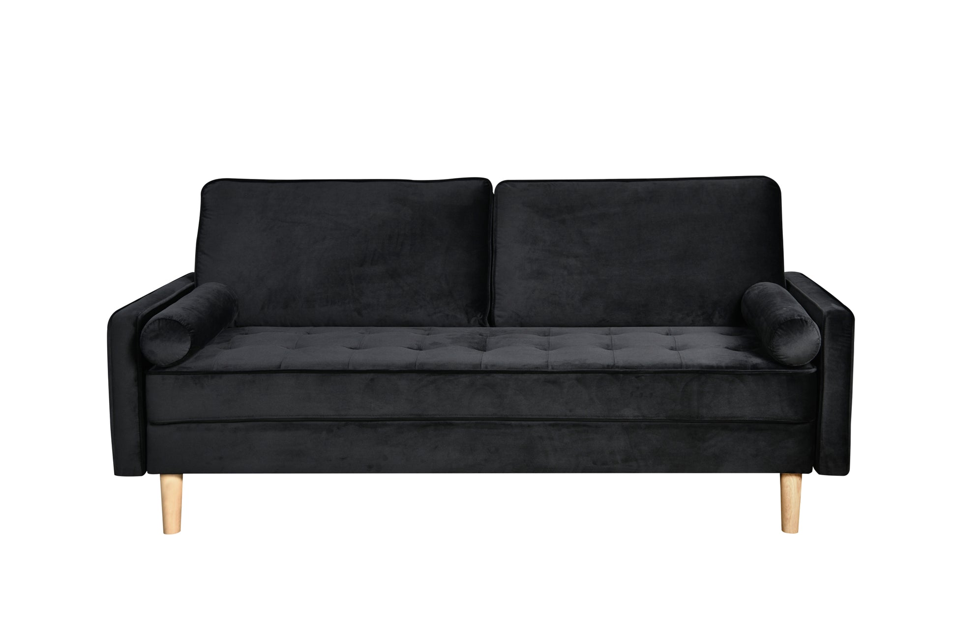 Sofa Simple Small House Double Three Person Straight Row American Retro Green Velvet Furniture Fabric Sofa Small Living Room Bedroom Office Black Solid Wood 3 Seat