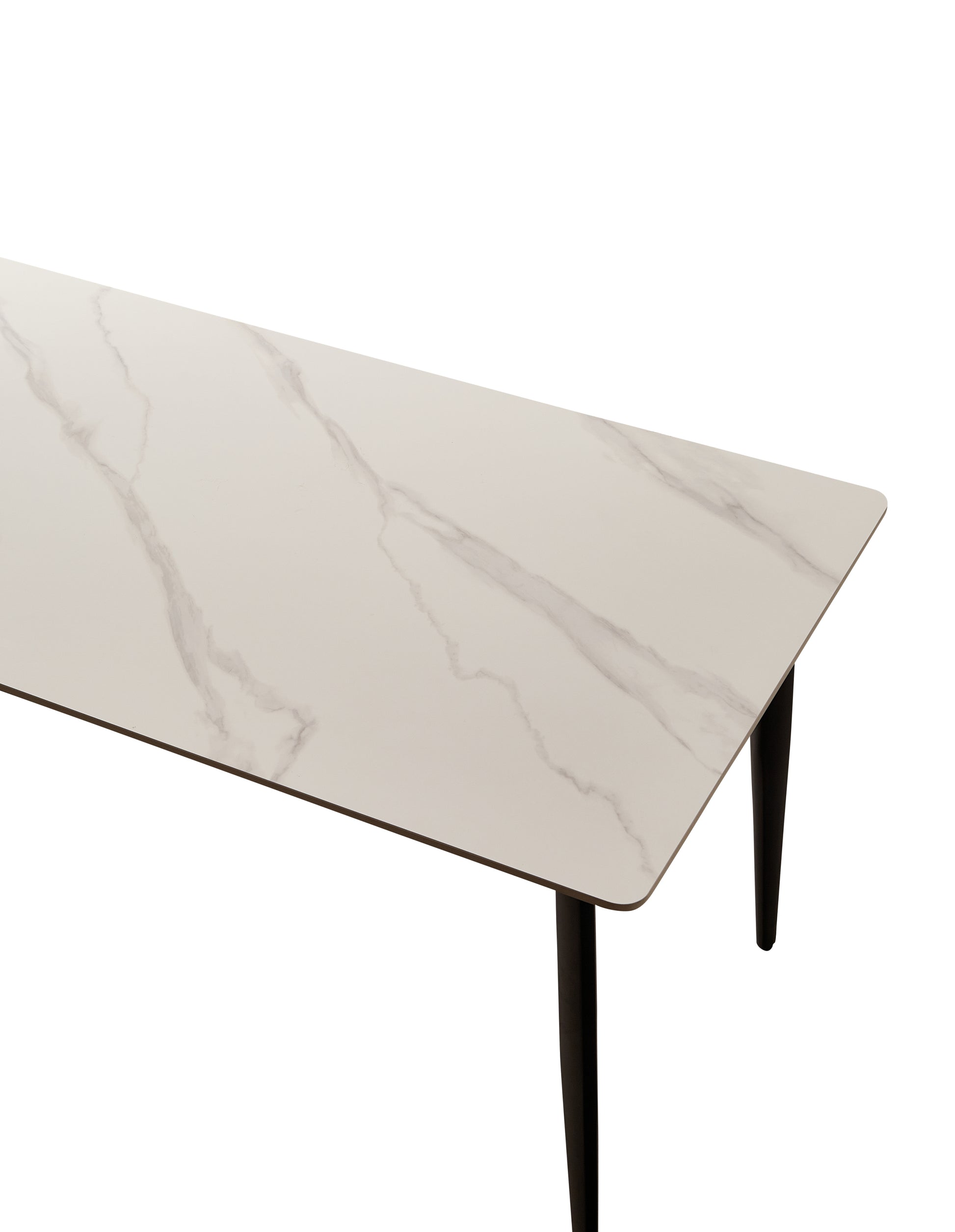 Dining Table Table 55" Rectangular White Kitchen Table With Porcelain Table Top And Metal Legs,Dining Room Table For 4,Mid Century Dinner Table For Living Room And Office,Table Only White Black European Ceramic Tile Iron
