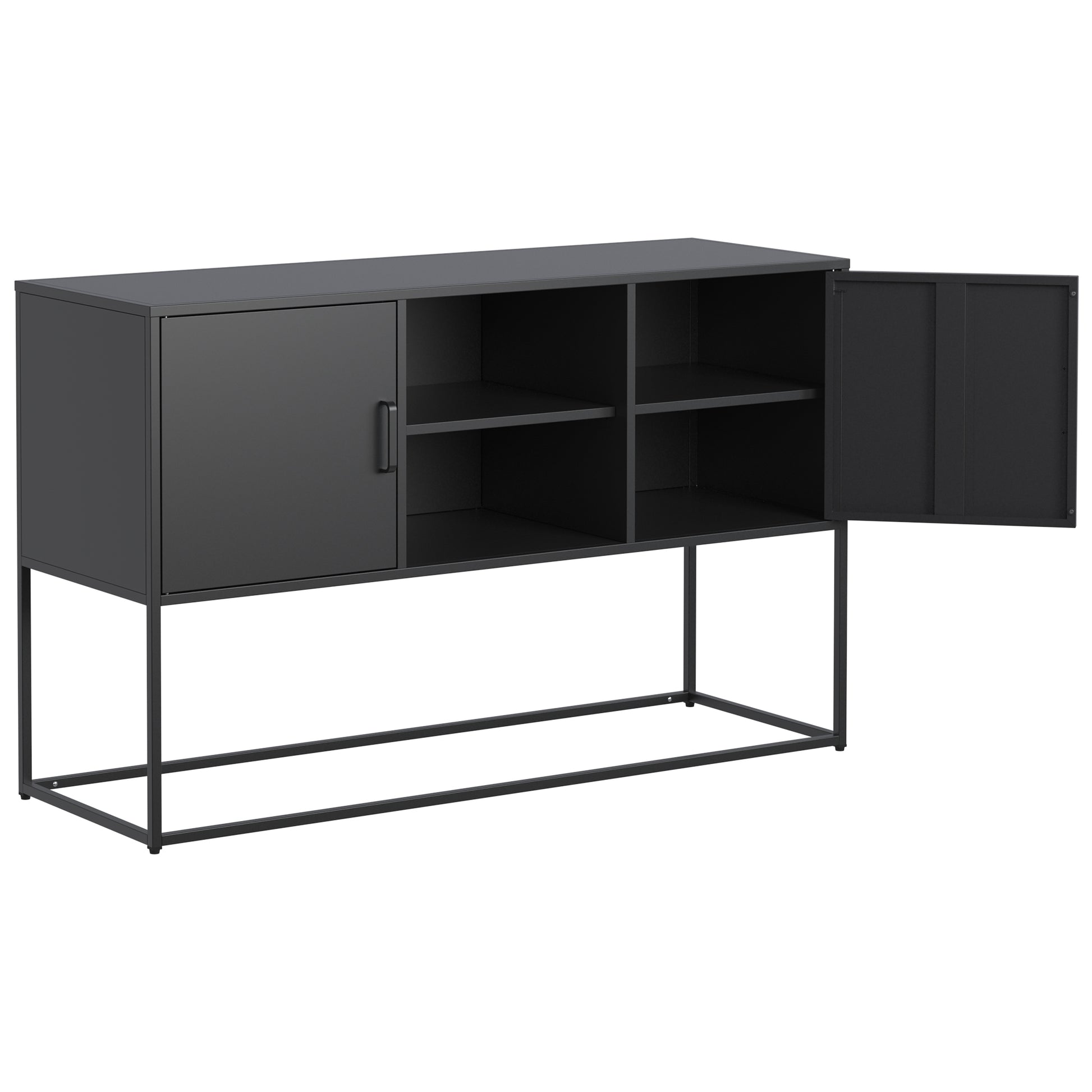 Modern Sideboard Buffet With Plenty Of Storage Space Anti Tilt Mechanism, Elegant Handles, Silent Magnetic Closure And Eco Friendly Finish For Kitchen, Dining Room And Living Room. Accent Chests 5 Or More Spaces Antique Black Primary Living Space Shelves