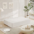 Modern Floor Sofa With 2 Pillows,Convertible Teddy Fabric Foam Filled Sleeper Sofa Bed,15