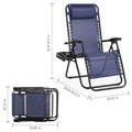 Set Of 2 Zero Cravity Lounge Chairs,Outdoor Patio Folding Recliners For Pool Beach With Pillow And Cup Holder, Blue Blue Stainless Steel