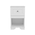 Elegant Design Nightstand With Drawer And Open Shelf For Bedroom, Retro Style Bedside Table With Classic Design And Metal Handle,White White Wood