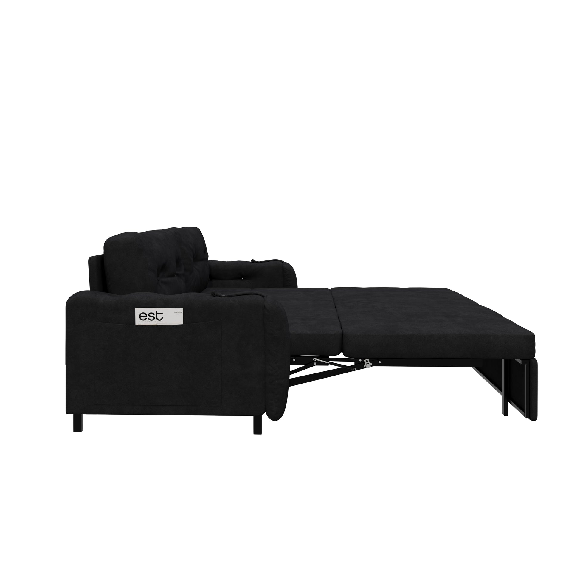66.2" Queen Pull Out Sofa Bed, Hydraulic System Convertible Sleeper Sofa With Storage And 2 Soft Pillows, Tufted Button Upholstered Couch,Multi Functional Velvet Loveseat Bed,Black Black Velvet 2 Seat