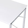 White And Chrome Writing Desk With Sled Base White Silver Writting Desk Office Rectangular Desk Wood Metal Sled