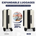 Luggage,With Front Opening,Tsa Approved Lock,Hardshell Suitcase,White Creamy White Abs Pc