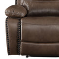 Brown Power Recliner With Pillow Top Arm Brown Genuine Leather Power Push Button Metal Primary Living Space Tight Back Push Button Pillow Top Arms Wood Fabric