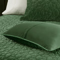 3 Piece Velvet Quilt Set Green Full Queen Full Green Cotton