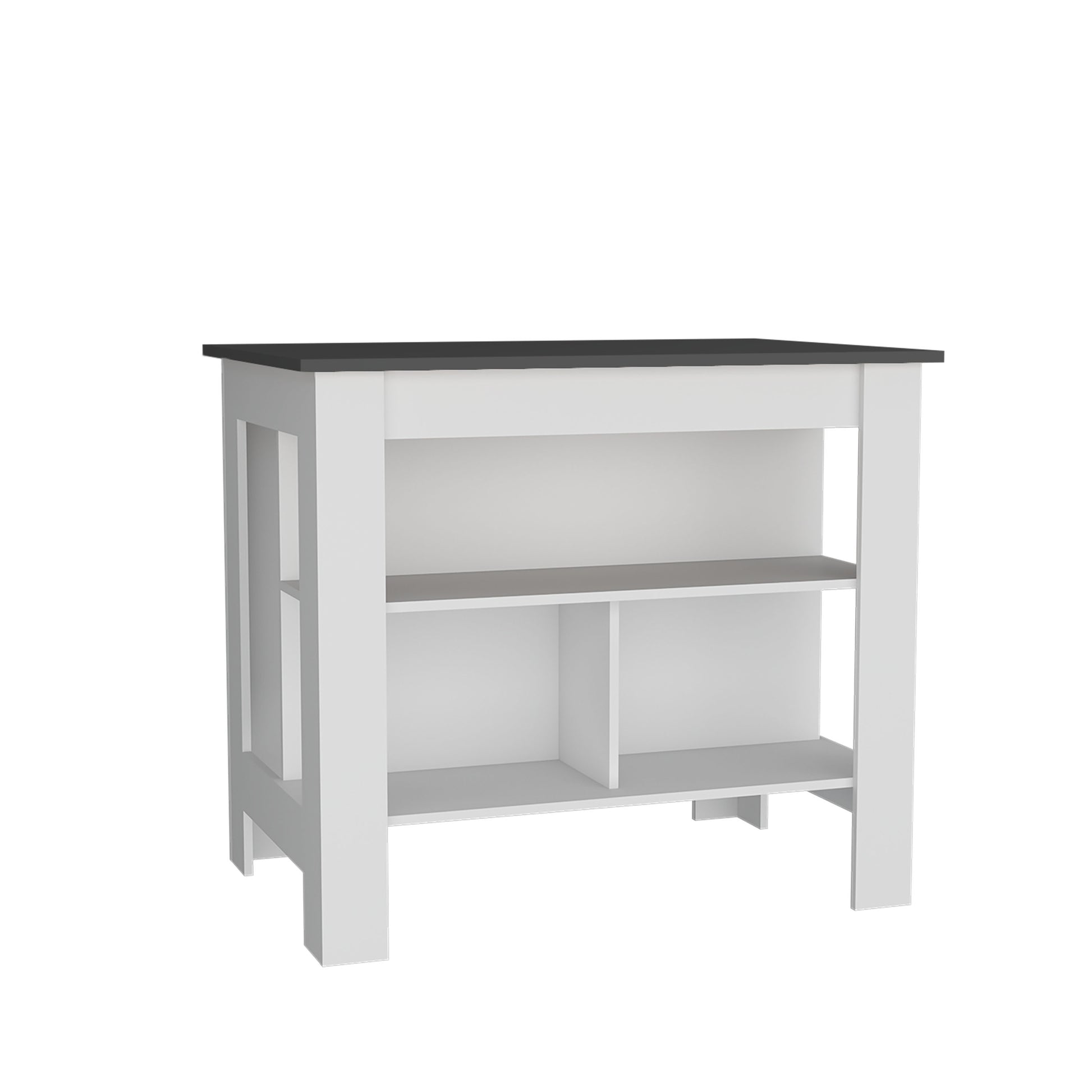 Cortes Kitchen Island 2 Tier Shelf 40" Width And Large Work Top Multi Dining Room Modern Rectangular Stationary Kitchen Islands Particle Board Medium 40 55In