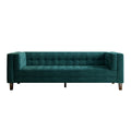 3 Seater Sofa, Upholstered Tufted Coach, Velvet Sofa, Green Frosty Green Velvet 3 Seat