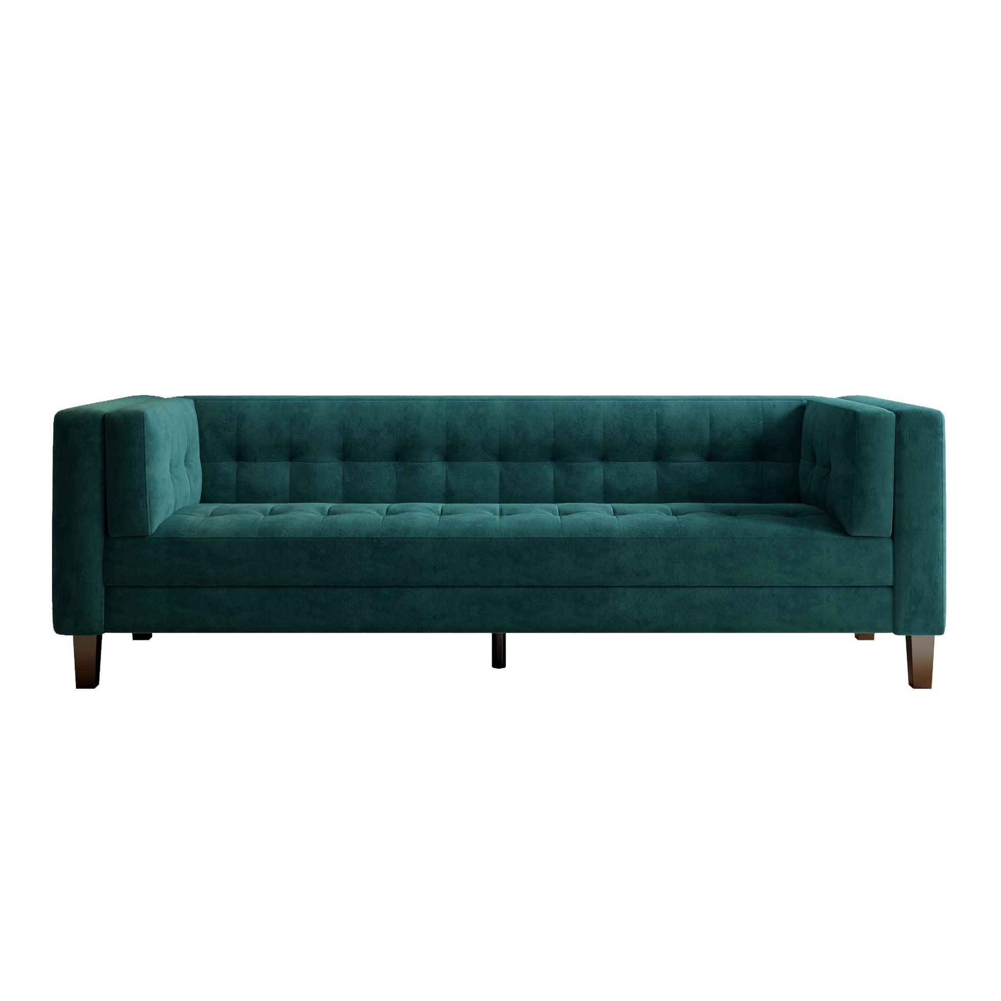 3 Seater Sofa, Upholstered Tufted Coach, Velvet Sofa, Green Frosty Green Velvet 3 Seat