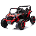 24V Two Seater Kids Ride On Utv W Parents Remote Control,Four Wheel Suspension,Slow Start,Large Wheel Design,Anti Collision Bar,Storage Space,Music,Usb,Bluetooth,Volume Control,Led Lights For Kids 3 . Red 100 149 Lbs Polypropylene