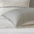 Cotton Printed Comforter Set With Trims Off White Gray Full Queen Queen Off White Gray Cotton