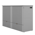 Queen Size Murphy Bed Wall Bed With Drawer And A Set Of Sockets & Usb Ports, Pulley Structure Design, Gray Queen Gray Plywood