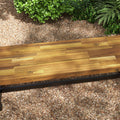 Outsunny Wooden Outdoor Garden Bench, Park Bench With Acacia Wood Seat, Front Porch Bench With Metal Frame For Conservatory, Poolside, Deck, 63