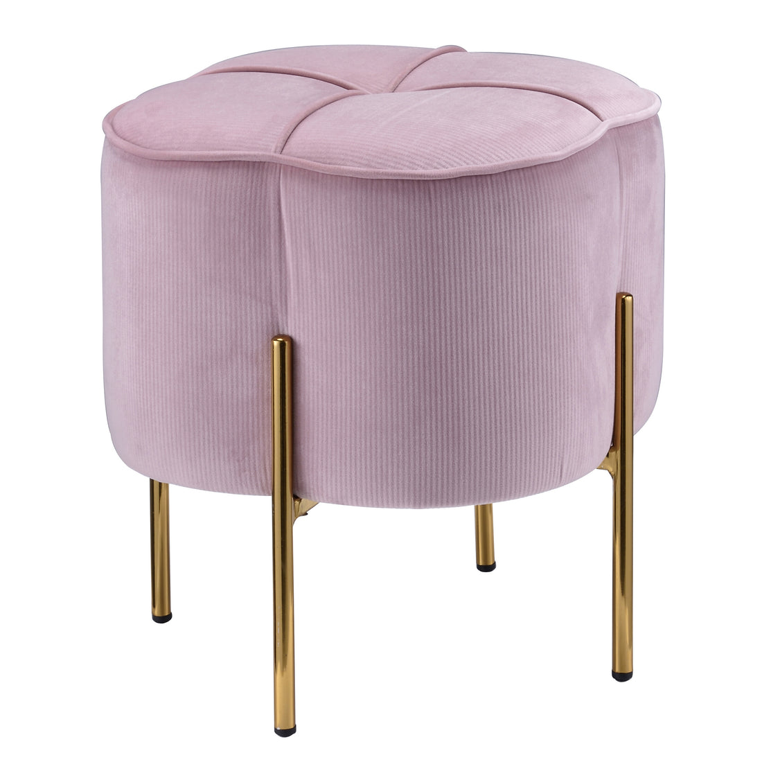 Blush Pink And Gold Round Ottoman Pink Primary Living Space Solid Pink Modern Square Velvet