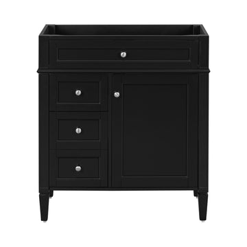 30'' Bathroom Vanity Without Top Sink, Modern Bathroom Storage Cabinet With 2 Drawers And A Tip Out Drawer Not Include Basin Black Bathroom Solid Wood Mdf