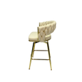 Bar Chair Toweling Woven Bar Stool Set Of 2,Golden Legs Barstools No Adjustable Kitchen Island Chairs,360 Swivel Bar Stools Upholstered Counter Stool Arm Chairs With Back Footrest, White White Foam Linen