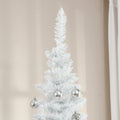 Homcom 7' Artificial Pencil Christmas Tree, Slim Xmas Tree With 499 Realistic Branch Tips And Plastic Stand, White White Polyvinyl Chloride