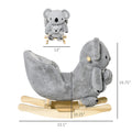 Qaba Kids Ride On Rocking Horse, Koala Shaped Rocker With Realistic Sounds For Children 18 36 Months, Gray Grey Cotton