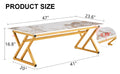 A Modern Minimalist Style Marble Patterned Coffee Table With Golden Metal Legs. Computer Desk. Game Table. Tea Table. Ct Xx Gold Sintered Stone