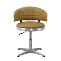 Turmeric And Chrome Adjustable Swivel Tufted Stool Yellow Primary Living Space Leather