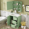 30 Inch Bathroom Vanity With Sink, Modern Elegant Bathroom Storage Cabinet With 3 Drawers And Adjustable Shelves, Freestanding Vanity Set With Mirror Cabinet, Single Sink Bathroom Vanity Green Bathroom Solid Wood Mdf Glass