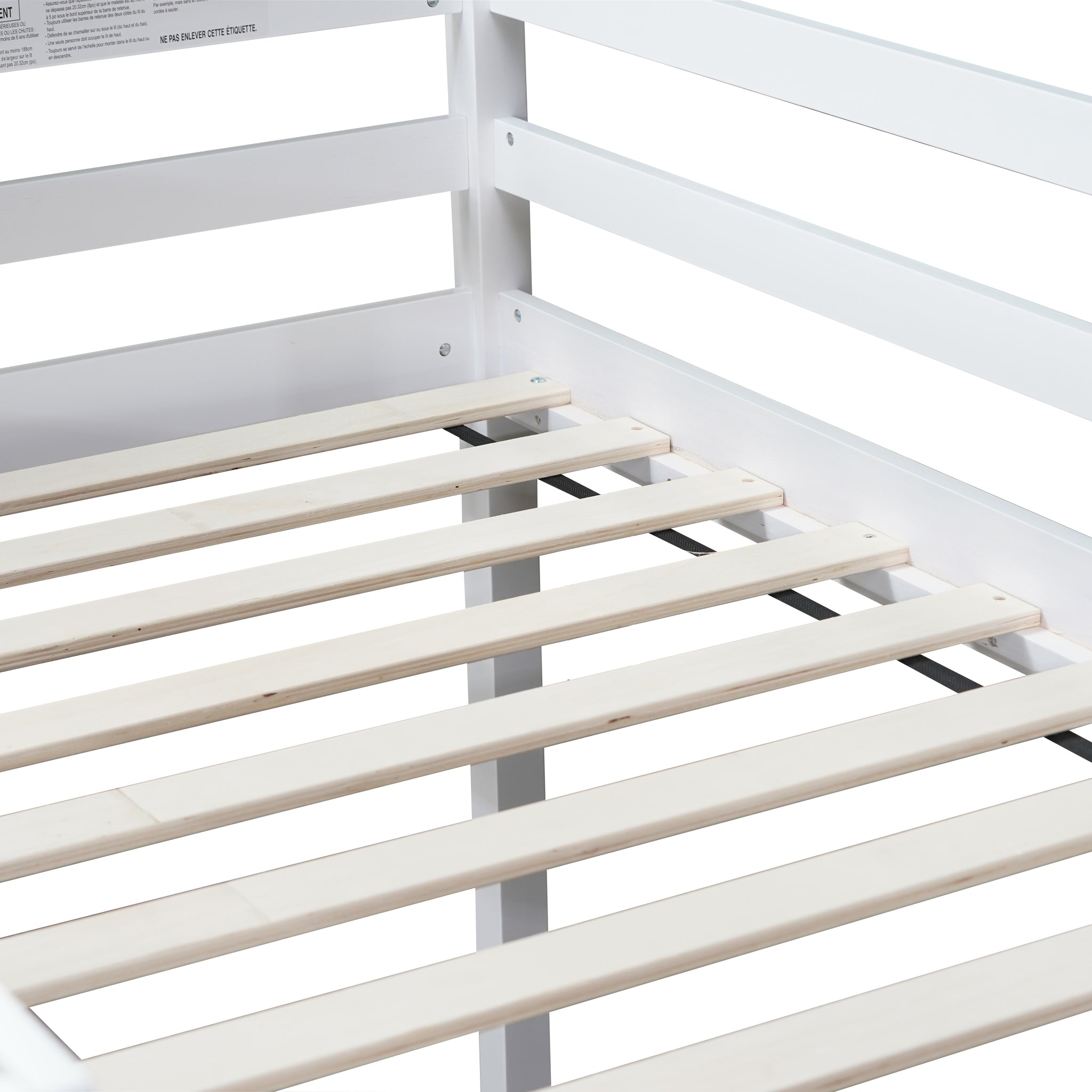 Solid Wooden, Rubber Wooden Twin Loft Bed With Ladder, Bed Platform Of Strengthened Slatswhite Twin White Rubber Wood