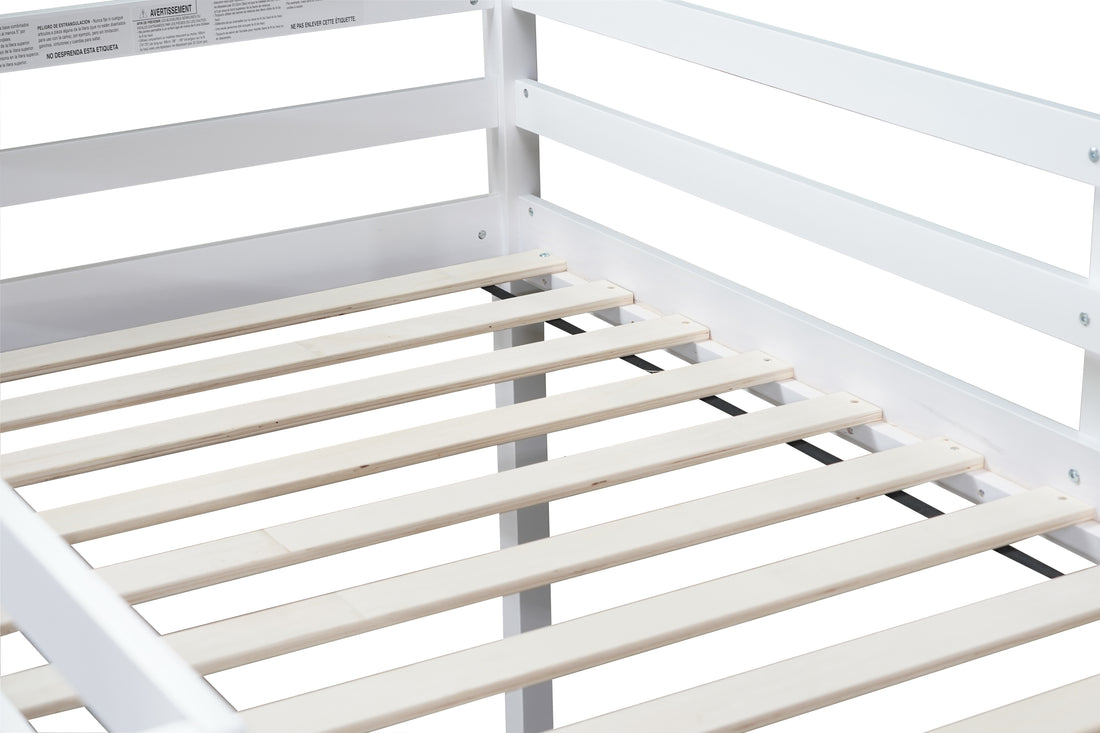 Solid Wooden, Rubber Wooden Twin Loft Bed With Ladder, Bed Platform Of Strengthened Slatswhite Twin White Rubber Wood