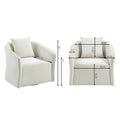 Mid Century Modern Accent Chair With Wood Frame, Upholstered Swivel Chair For Living Room Chairs With Waist Cushion, Reading Armchair For Bedroom Sunroom White Bedroom Modern Foam Velvet