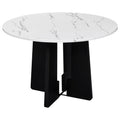 Round Dining Table For 4, 43 Inch Faux Marble Top, Mid Century Modern Round Dining Table For Cafes, Restaurants, Bars, Home Offices And Conference Rooms Black White Black Dining Room American
