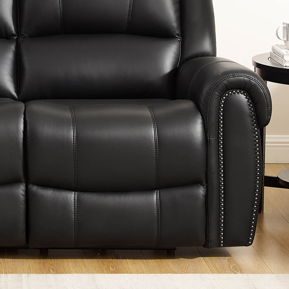 Marco Power Zero Gravity Reclining Sofa Black Memory Foam Genuine Leather 3 Seat