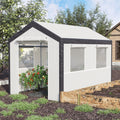 Outsunny 10' X 7' X 7' Walk In Greenhouse, Outdoor Garden Warm Hot House With 4 Roll Up Windows, 2 Zippered Doors And Weather Cover, White White Steel