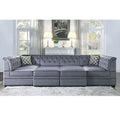 Grey Modular Armless Chair Grey Primary Living Space Luxury Pine Velvet