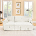 Corduroy Tufted Upholstered Sleeper Sectional Sofa, L Shaped Modular Convertible Sofa With Storage Chaise, Pull Out Sleep Couch Bed And Reclining Backrest Perfect For Living Space, Beige Full Beige Corduroy