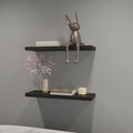 Iva Floating Shelf In Melamine X2, Black Black Horizontal Primary Living Space Contemporary,Minimalist,Modern Wall Mounted Particle Board Melamine