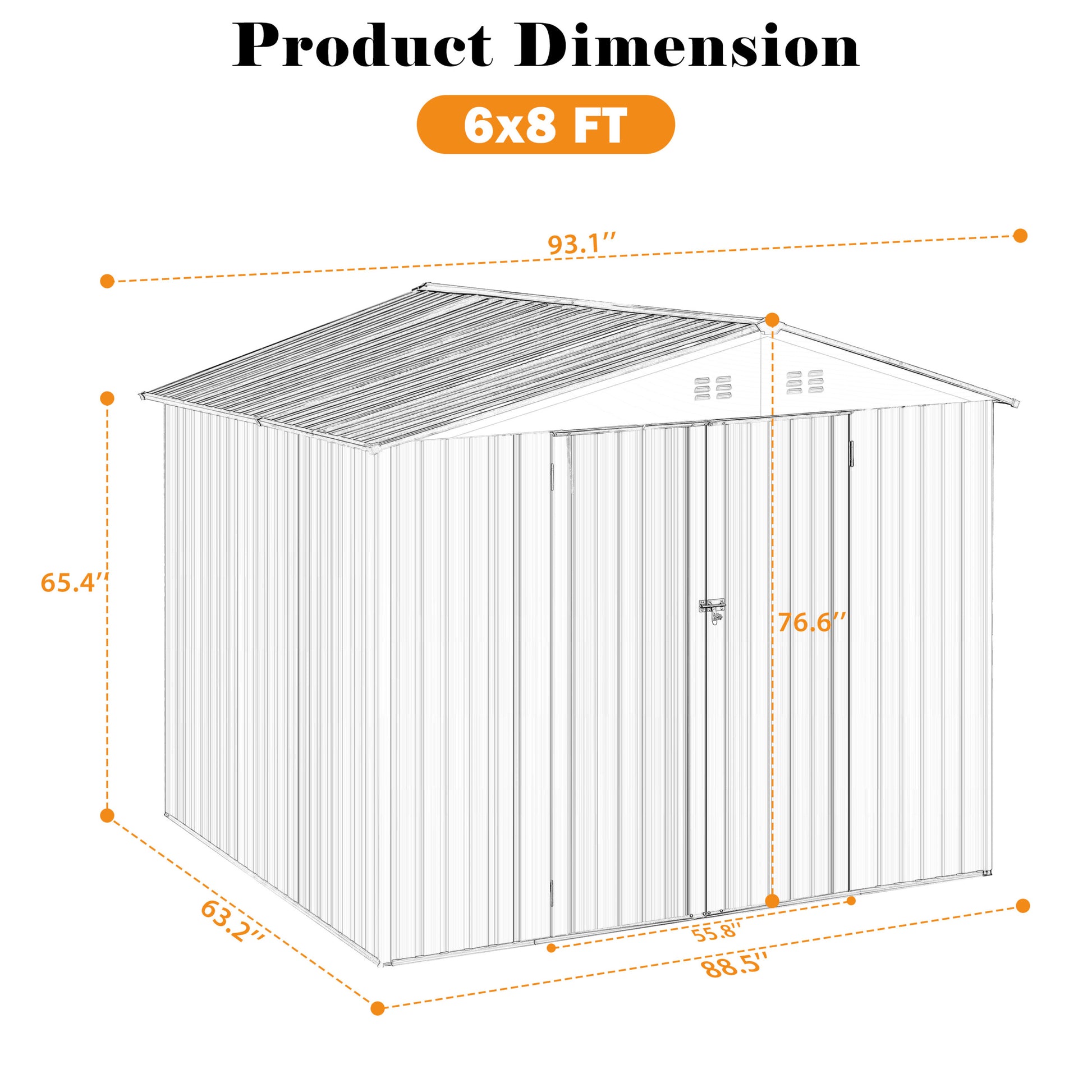 Outdoor Sheds 6Ft X 8Ft & Outdoor Storage Clearance, Metal Anti Corrosion Utility Tool House With Lockable Door & Shutter Vents, Waterproof Storage Garden Shed For Backyard Lawn Patio Grey Iron