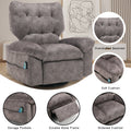 Overstuffed Rocker Recliner Chair With Massage And Heat, 360 Swivel Fabric Wide Seat Single Sofa Lounge Chairs With Side Pocket, Manual Home Theater Recliners For Living Room Grey Metal Soft Heavy Duty Textile