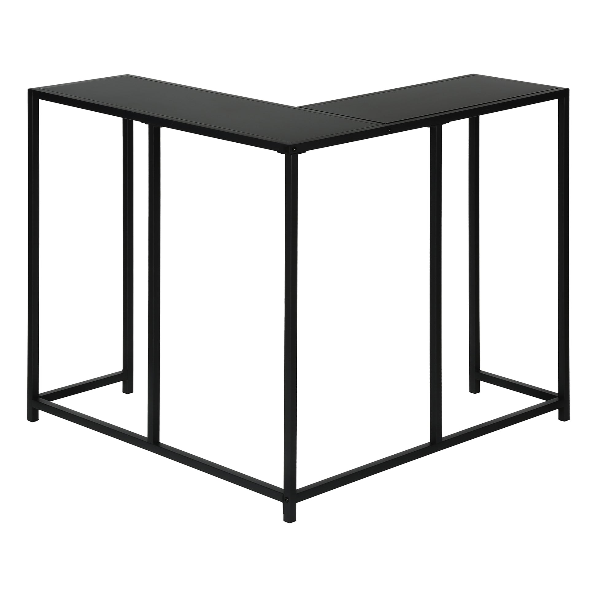 Accent Table, Console, Entryway, Narrow, Corner, Living Room, Bedroom, Black Laminate, Black Metal, Contemporary, Modern Black Particle Board