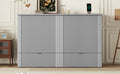 Queen Size Murphy Bed Wall Bed With Drawer And A Set Of Sockets & Usb Ports, Pulley Structure Design, Gray Queen Gray Plywood